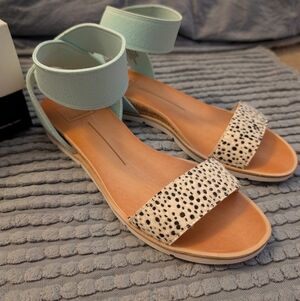 New Dolce Vita Vivian Sandals in Mint And Animal Print Women's Size 7M